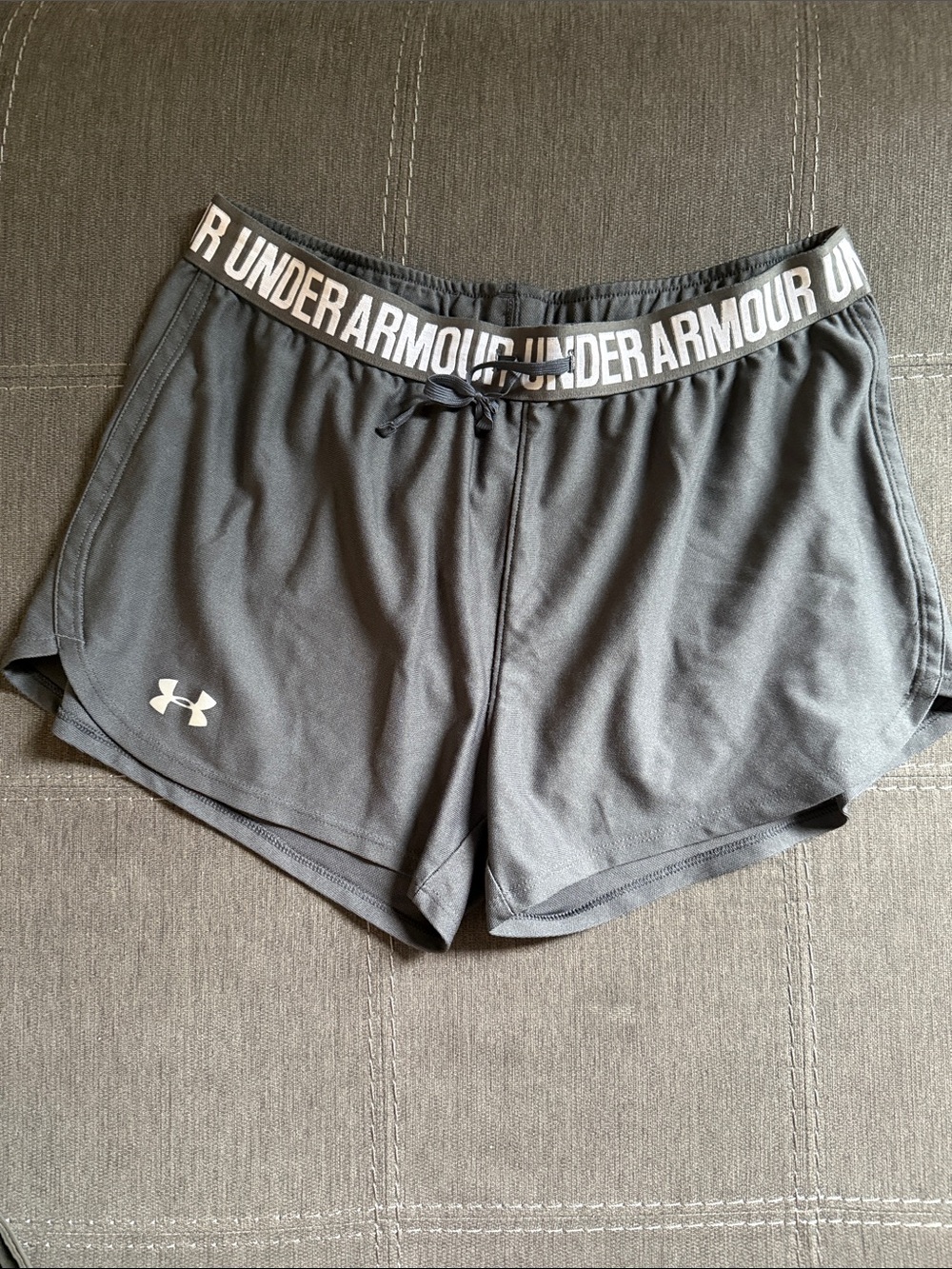 Under Armour Women's Charcoal Athletic Shorts with Branded Waistband